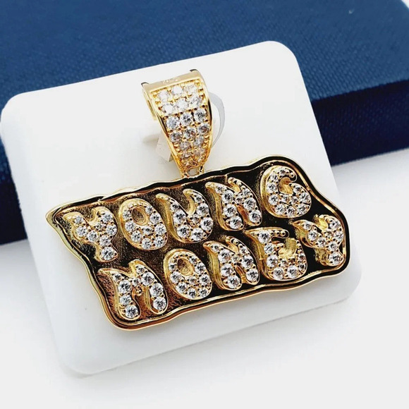 - 14K Gold Plated Cubic Zircon Pendant, INUS1BR239 - Picture 3 of 9